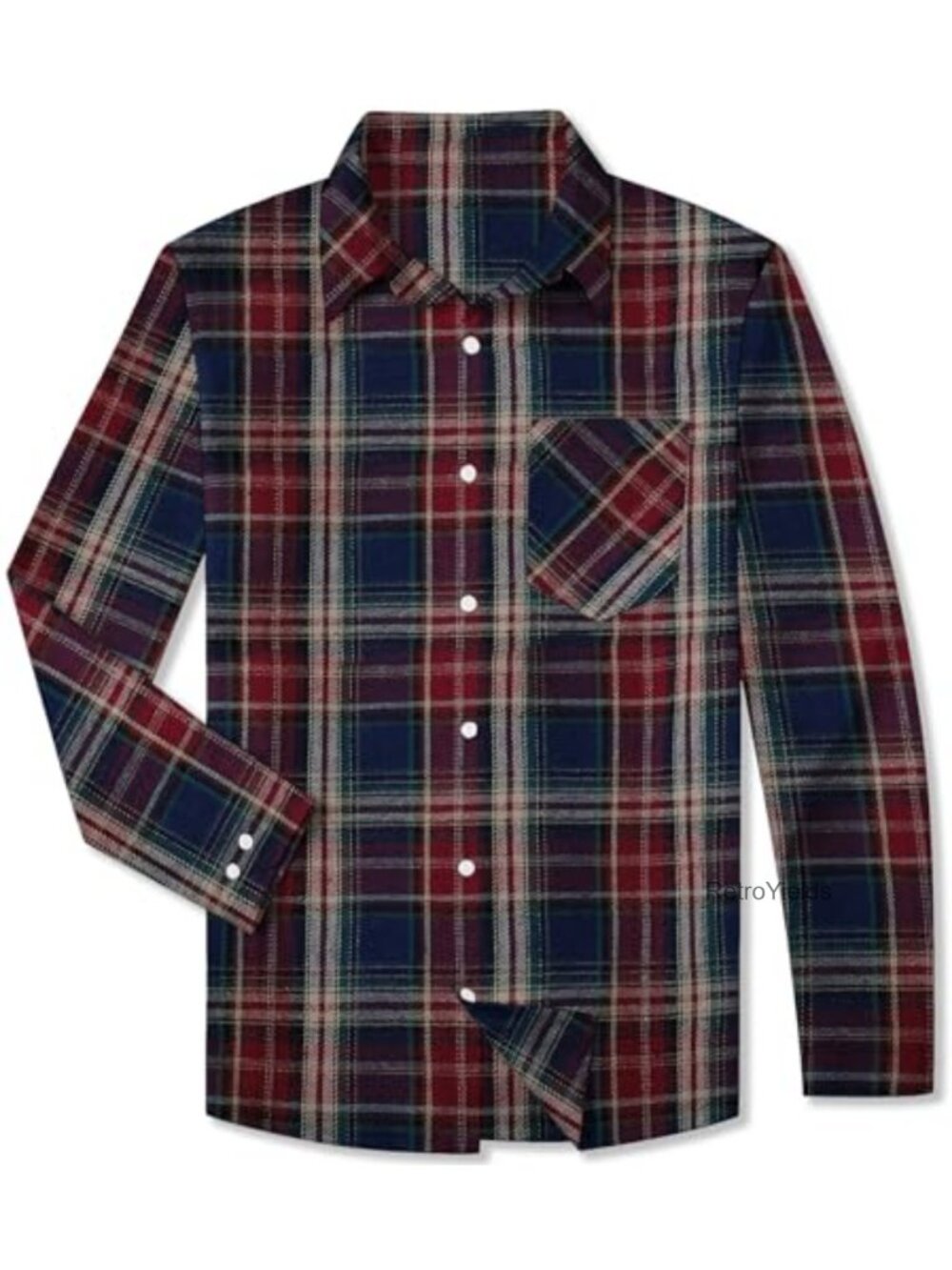 Flannel Cotton Button Down Plaid Long Sleeve Shirt